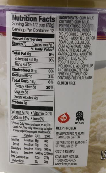 frozen yogurt nutrition facts